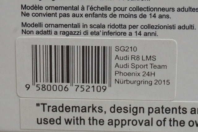 1:43 Spark SG210 Audi R8 LMS Audi Sport Team Phoenix Nrburgring 24H 2015 #4 model car