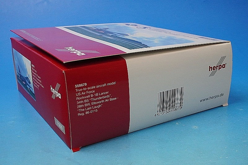 1:200 B-1B Lancer USAF 34th Bomb Wing Thunderbirds Ellsworth Air Force Base #86-0115 558679 Herpa airplane model