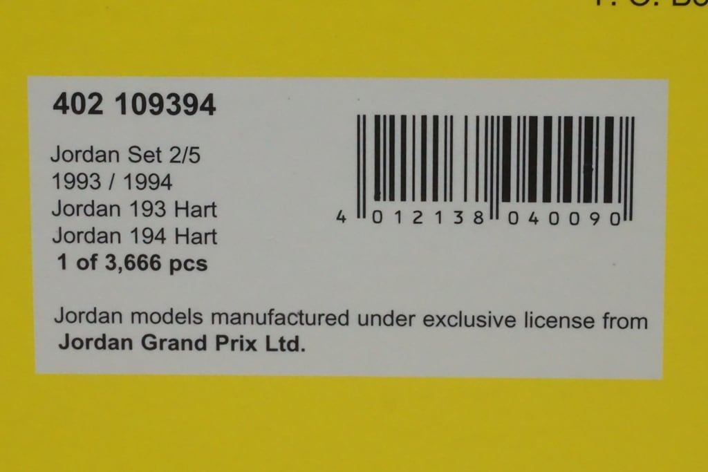 1:43 MINICHAMPS 402109394 Jordan Set 2/5 193 Heart 1993 / 194 Heart 1994