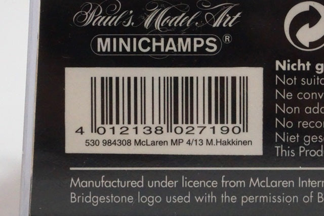 1:43 MINICHAMPS 530984308 McLaren MP 4/13 #8 M.Hakkinen
