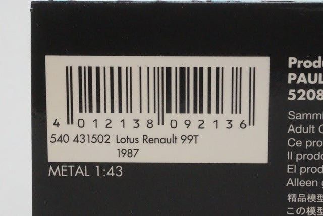 1:43 MINICHAMPS 540431502 Lotus Renault 99T A. Senna 1987 #12 ASC No.31 15 years
