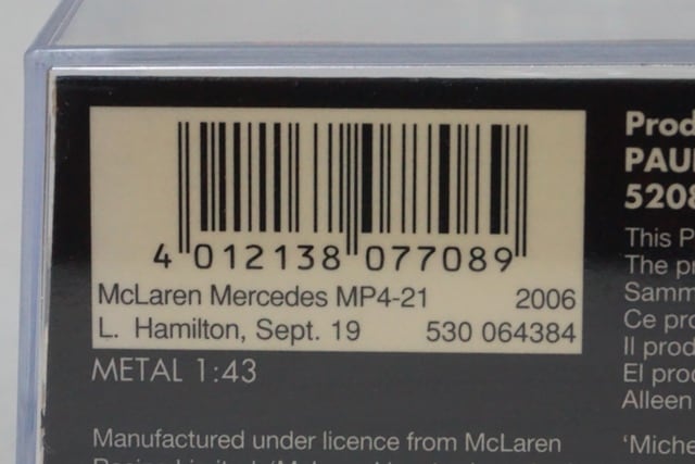 1:43 MINICHAMPS 530064384 McLaren Mercedes MP4-21 2006 L.Hamilton model car