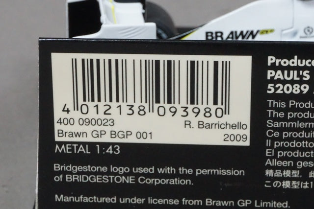 1:43 MINICHAMPS 400090023 Brown GP BGP 001 2009 R. Barrichello #23