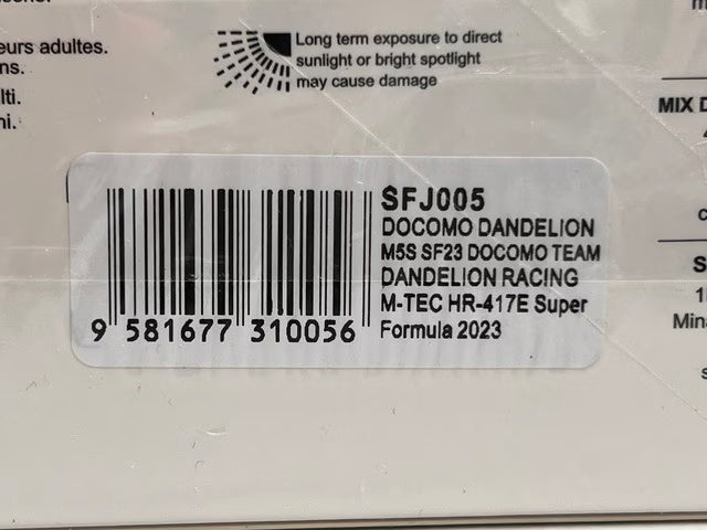 1:43 SPARK SFJ005 Honda Docomo Dandelion M5S SF23 M-TEC HR-417E Super Formula 2023 #5