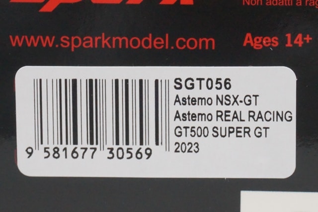 1:43 SPARK SGT056 Honda Astemo NSX-GT Real Racing GT500 Super GT 2023 #17
