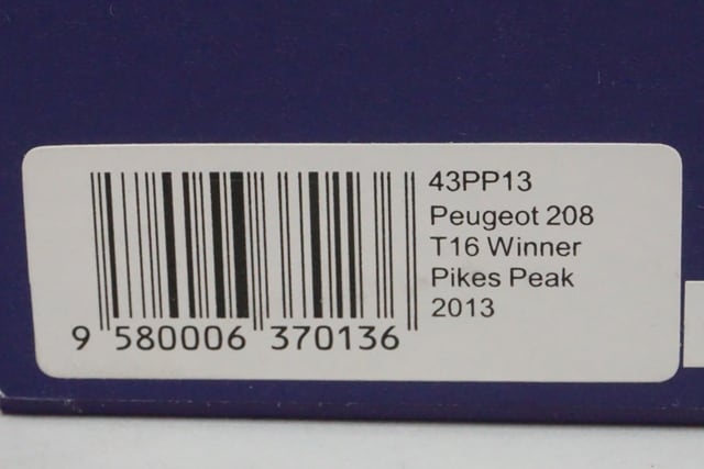 1:43 Spark 43PP13 Peugeot 208 T16 Pikes Peak 2013 S. Loeb model car