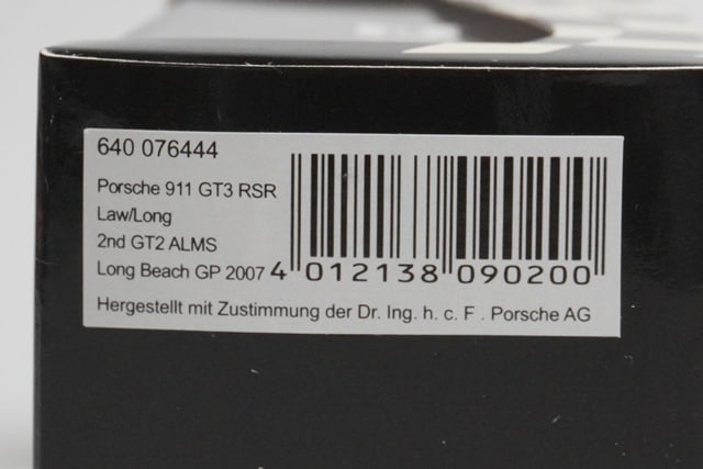 1:64 MINICHAMPS 640076444 Porsche 911 GT3 RSR ALMS 2007 #44 model car