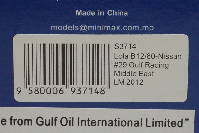 1:43 SPARK S3714 Lola B12/80 Nissan Gulf Racing Middle East Le Mans 2012 #29