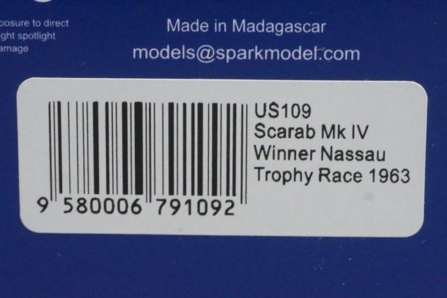 1:43 SPARK US109 Scarab MK4 Nassau Trophy Race Winner 1963 #77 A.J. Foyt model car