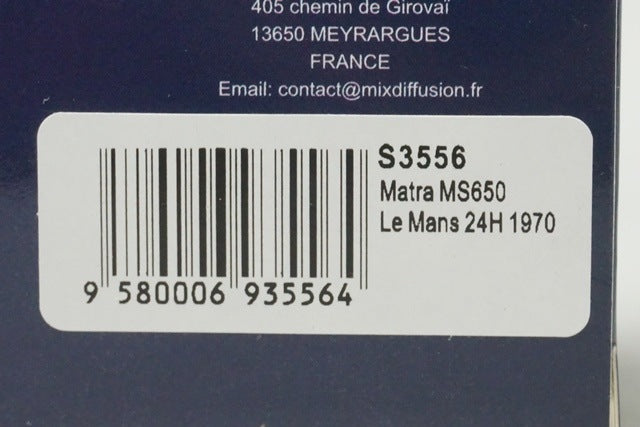 1:43 Spark S3556 Matra MS650 Le Mans 24H 1970 #32 J.Brabham / F.Cevert