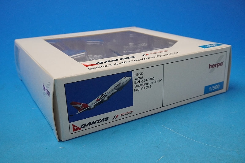 1:500 B747-400 Qantas F1 Australian Grand Prix 2011 VH-OEB 518635 Herpa airplane model
