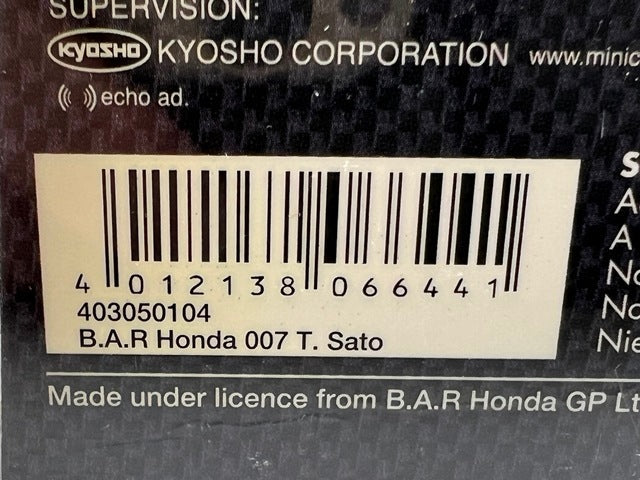 1:43 MINICHAMPS 403050104 BAR Honda 007 Takuma Sato #4 model car