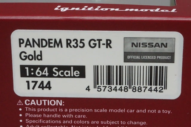 1:64 Ignition model IG1744 Nissan Pandem R35 GT-R Gold model car