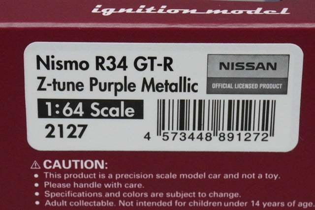 1:64 Ignition model IG2127 Nissan NISMO R34 GT-R Z-tune Purple Metalli model car
