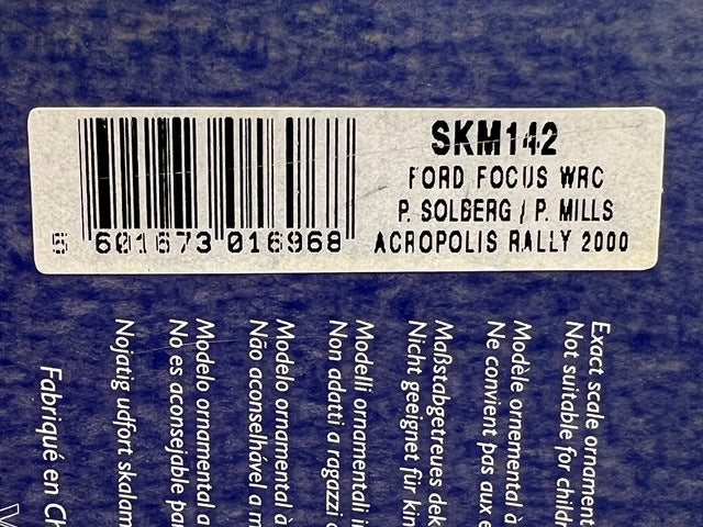 1:43 VITESSE SKM142 Ford Focus WRC ACROPOLIS Rally 2000 #16 P. Solberg P. Mills model car