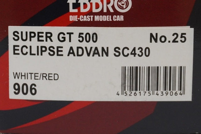 1:43 EBBRO 43906 Lexus Eclipse Advan SC430 Super GT500 2007 #25 White/Red model car