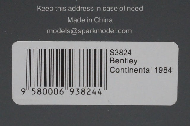 1:43 Spark S3824 Bentley Continental 1984 model car
