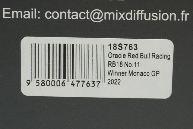 1:18 Spark 18S763 Oracle Red Bull Racing RB18 Monaco GP Winner 2022 #11