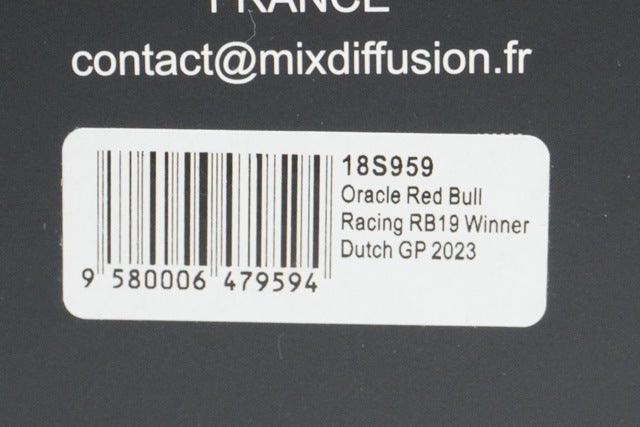 1:18 Spark 18S959 Oracle Red Bull Racing RB19 Dutch GP Winner 2023 #1 M.Verstappen