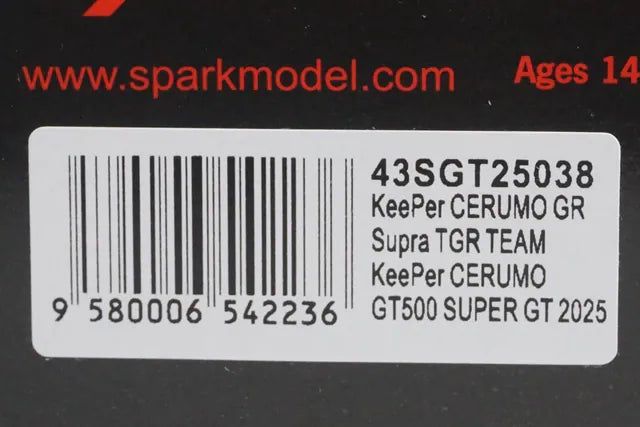 1:43 Spark 43SGT25038 KeePer Celmo GR Supra TGR Team GT500 Super GT 2025 #38 Hiroaki Ishiura / Toshiki Oyu