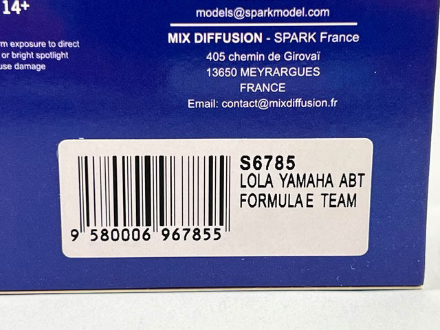 1:43 Spark S6785 Lola Yamaha ABT Formula E Team #22 Z. Maloney