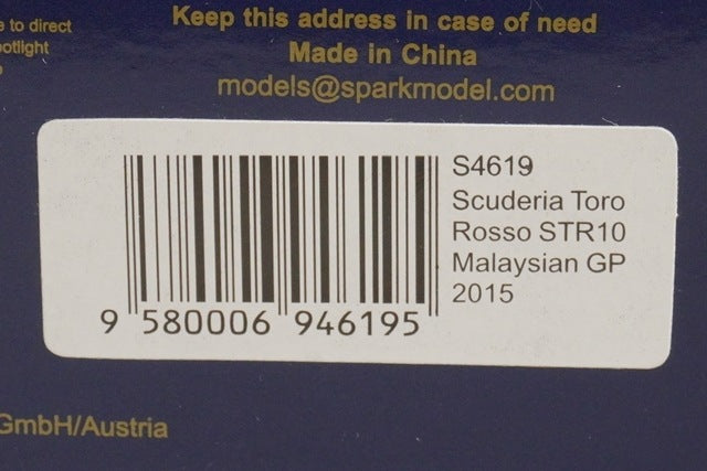 1:43 SPARK S4619 Scuderia Toro Rosso STR10 Malaysian GP 2015 #55 C.Sainz model car
