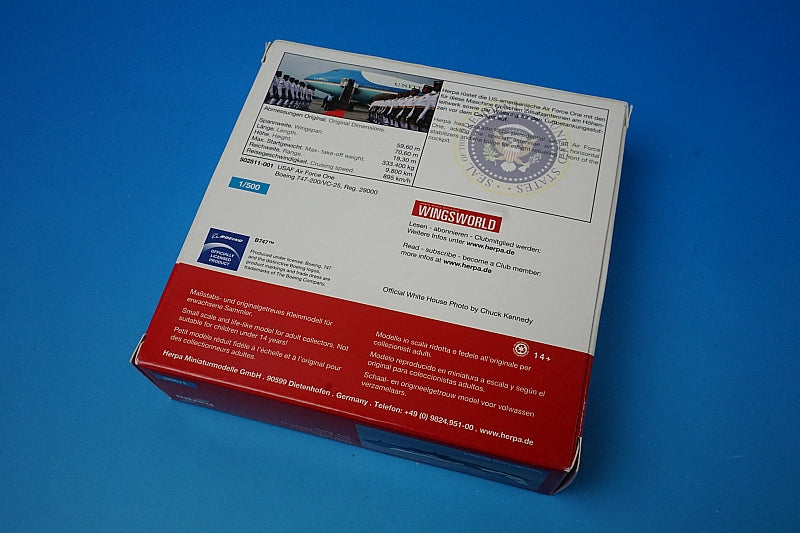 1:500 VC-25A U.S. Presidential Aircraft Air Force One #29000 502511-001 Herpa