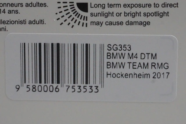 1:43 Spark SG353 BMW M4 DTM Team RMG Hockenheim 2017 #11 M. Wittmann