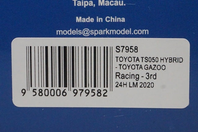 1:43 Spark S7958 Toyota TS050 Hybrid Gazoo Racing Le Mans 24H 3rd 2020 #7
