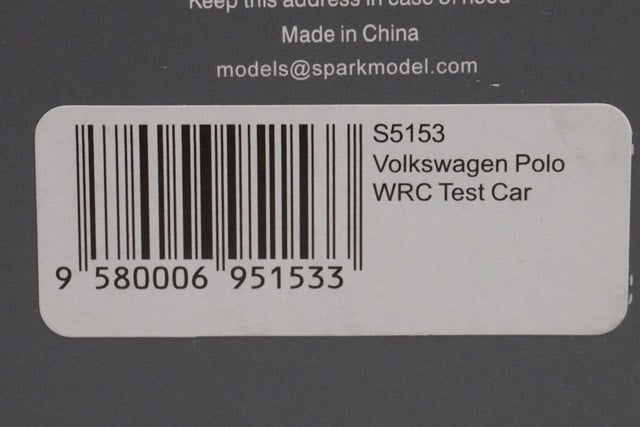 1:43 SPARK S5153 VW Volks Wagen Polo WRC Test Car 2017 model car