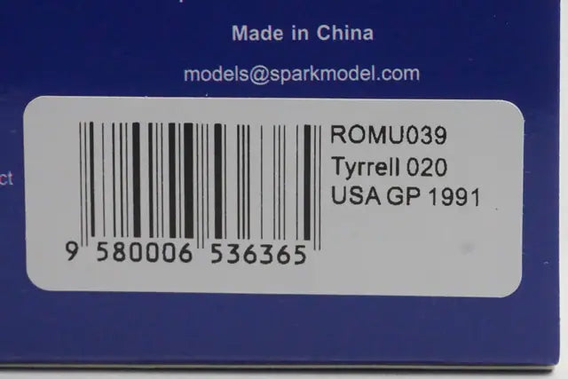 1:43 SPARK ROMU039 Tyrrell 020 Honda USA GP Satoru Nakajima 1991 #3
