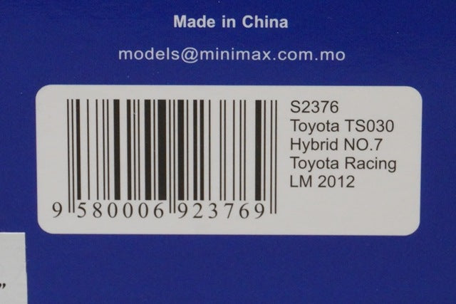 1:43 SPARK S2376 Toyota TS030 Hybrid Toyota Racing Le Mans 2012 #7 model car