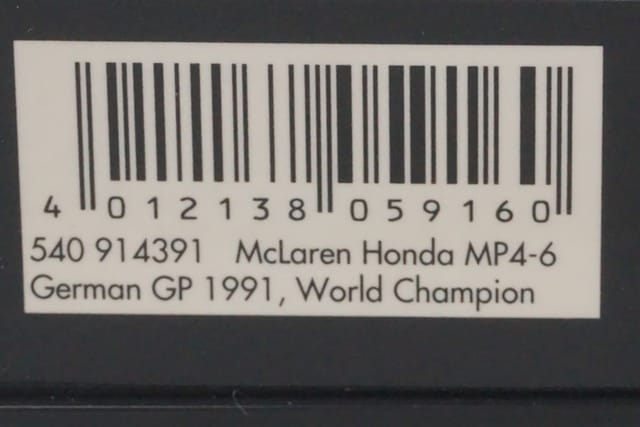 1:43 MINICHAMPS 540914391 McLaren Honda MP4-6 A.Senna German GP World Champion 1991 #1 ASC No.25 model car