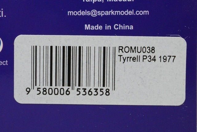 1:43 SPARK ROMU038 Tyrrell P34 1977 Japan GP P.Depailler #4 model car