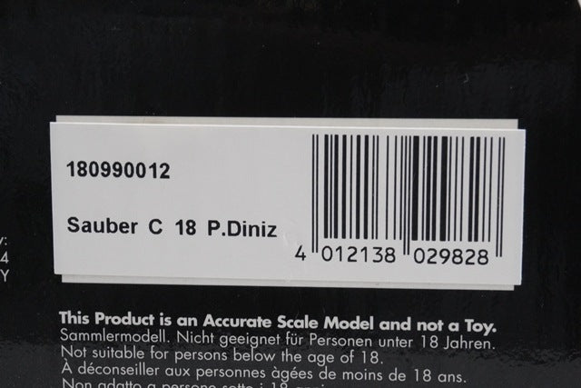 1:18 MINICHAMPS 180990012 Red Bull Sauber Petronas C18 1999 #12 P. Diniz model car