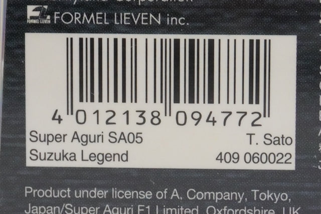 1:43 MINICHAMPS 409060022 Suzuka Legend Super Aguri Honda SA05 2006 #22 model car
