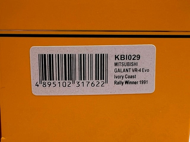 1:43 ixo KBI029 Mitsubishi Galant VR-4 Evo Ivory Coast Rally 1991 #7 Kenjiro Shinozuka J. Meadows model car