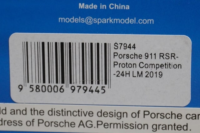 1:43 SPARK S7944 Porsche 911 RSR Proton Competition Le Mans 24H 2019 #78 model car