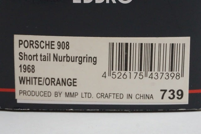 1:43 EBBRO 43739 Porsche 908 Short Tail Nürburgring 1968 #1 White/Orange