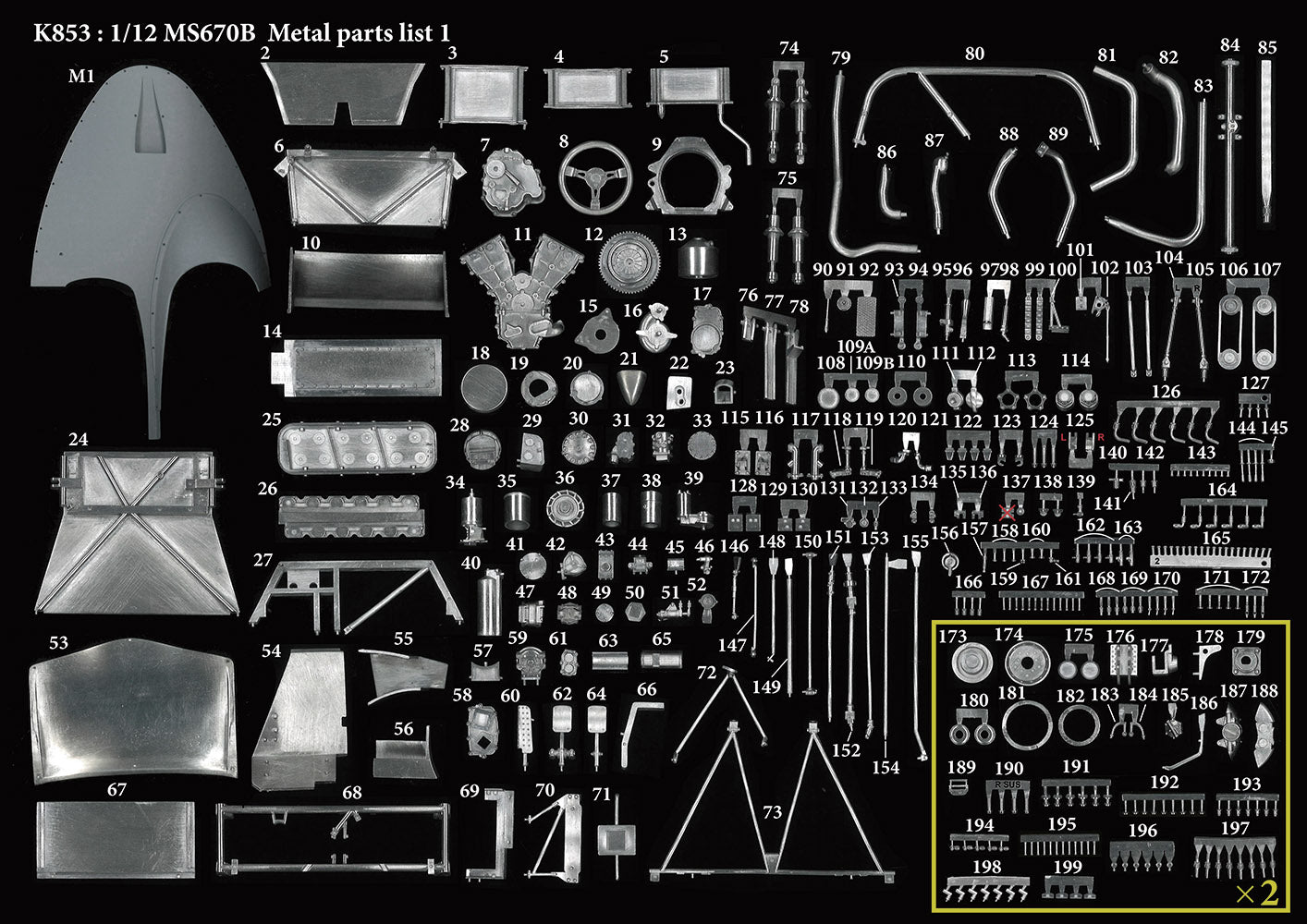 K853 1:12 Model Factory Hiro MS670B LM 1973 Le Mans 24h race winner #11 H.Pescarolo / G.Larrousse #12 J-P.Jabouille / J-P.Jaussaud #10 F.Cevert / J-P.Beltoise Fulldetail Kit