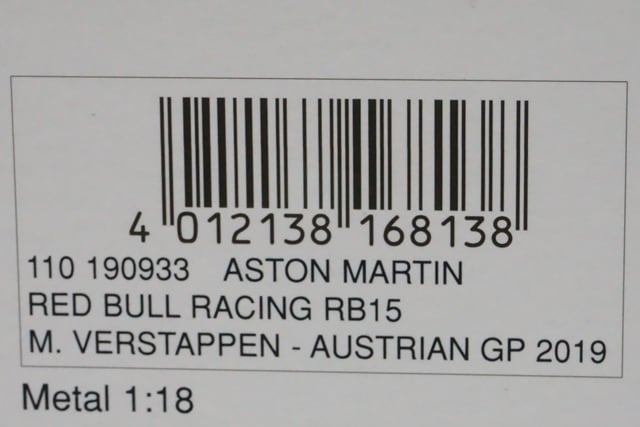 1:18 MINICHAMPS 110190933 Aston Martin Red Bull Racing RB15 2019 #33 model car