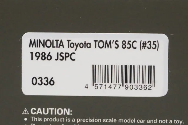 1:43 ignition model IG0336 Minolta Toyota TOM'S 85C JSPC 1986 #35