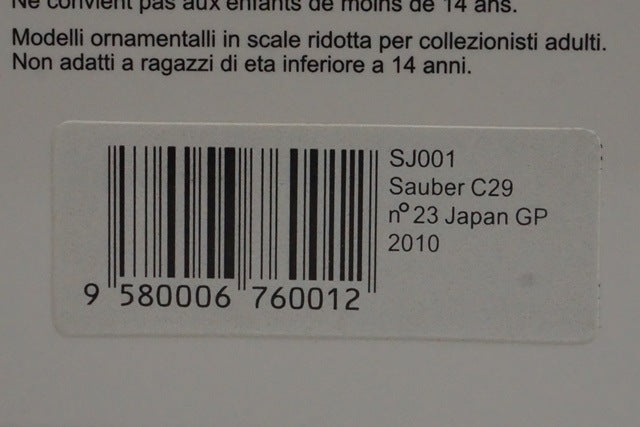 1:43 Spark SJ001 Sauber C29 Japanese GP 2010 #23 Kobayashi Kamui