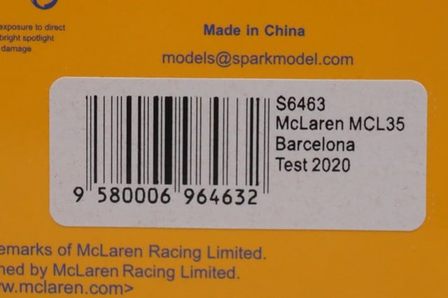 1:43 SPARK S6463 McLaren MCL35 Barcelona Test C.Sainz Jr. 2020 #55