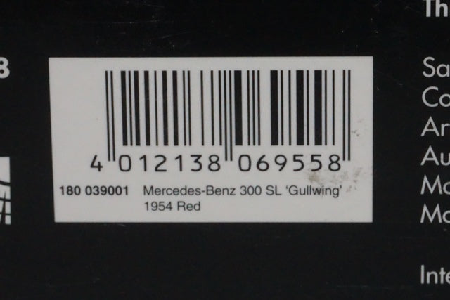 1:18 MINICHAMPS 180039001 Mercedes Benz 300 SL Gullwing 1954 Red