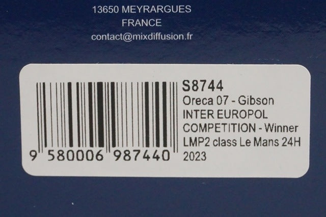 1:43 SPARK S8744 Oreca 07 Gibson Inter Europol Competition Le Mans Class winner 2023 #34