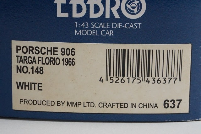 1:43 EBBRO 43637 Porsche 906 Targa Florio 1966 #148 White