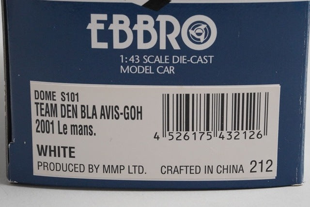 1:43 EBBRO 43212 DOME S101 Den Bla Avis Team Goh Le Mans 2001 #10 White
