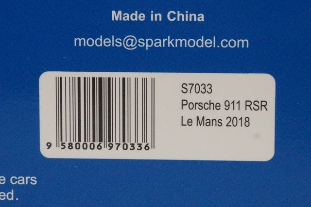 1:43 SPARK S7033 Porsche 911 RSR #92 Winner LMGTE Pro class 24h Le Mans 2018