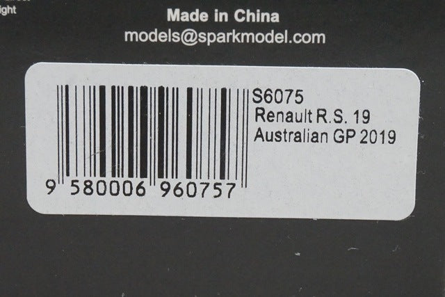 1:43 Spark S6075 Renault R.S.19 Australian Grand Prix 2019 #3 D. Ricciardo model car